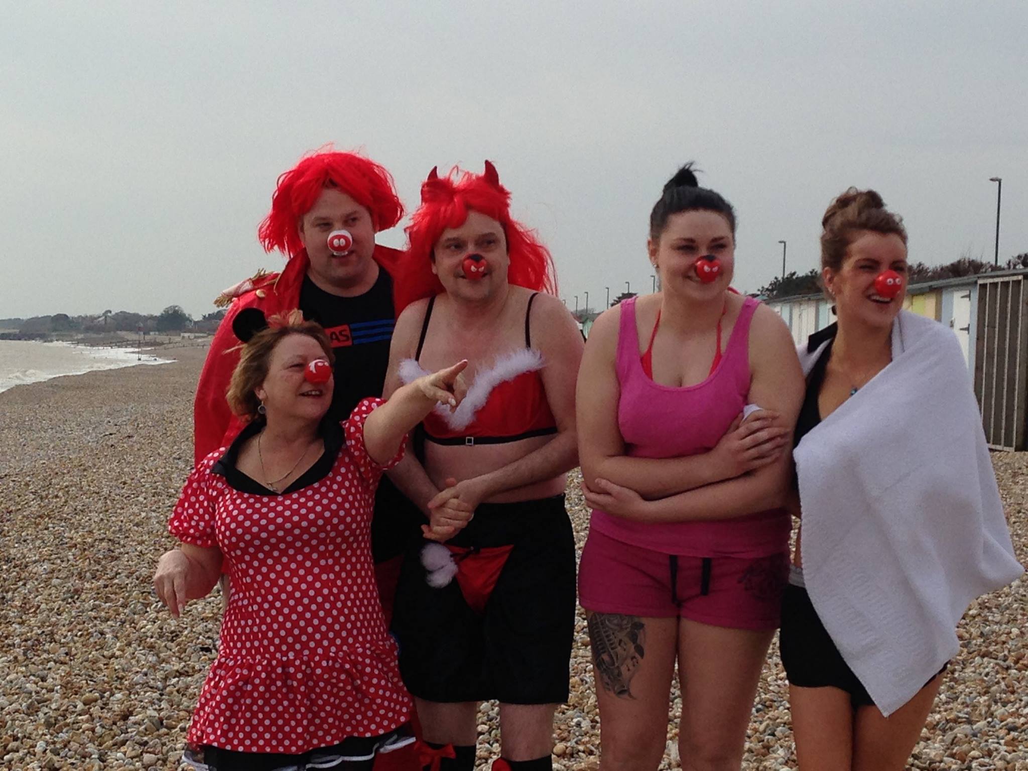 Royal Bay Residential Care Home staff doing a Red Nose Day swim